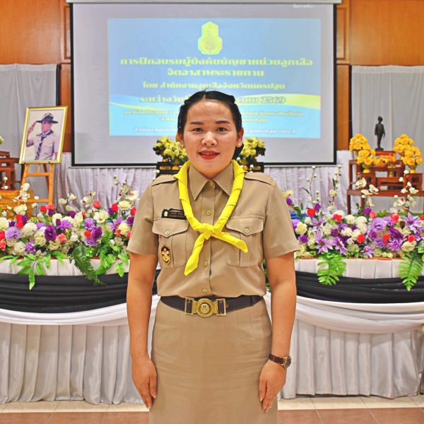 พิธีมอบผ้าพันคอพระราชทาน ในการอบรมผู้บังคับบัญชาหน่วยลูกเสือจิตอาสาพระราชทาน ประจำปี 2568